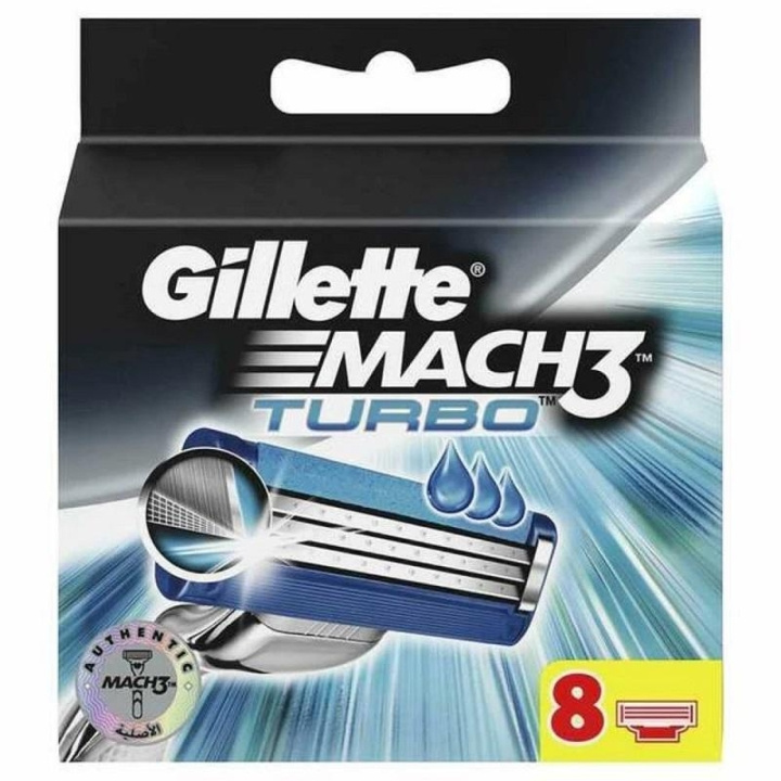Gillette Mach3 Turbo 8-pack i gruppen SKÖNHET & HÄLSA / Hår & Styling / Rakning & Trimning / Rakhyvlar & Tillbehör hos TP E-commerce Nordic AB (C00471)