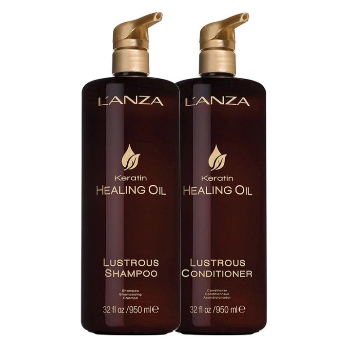 L\'anza Keratin Healing Oil Lustrous Shampoo + Conditioner 1900ml i gruppen SKÖNHET & HÄLSA / Hår & Styling / Hårvårdsprodukter / Schampo hos TP E-commerce Nordic AB (C00482)