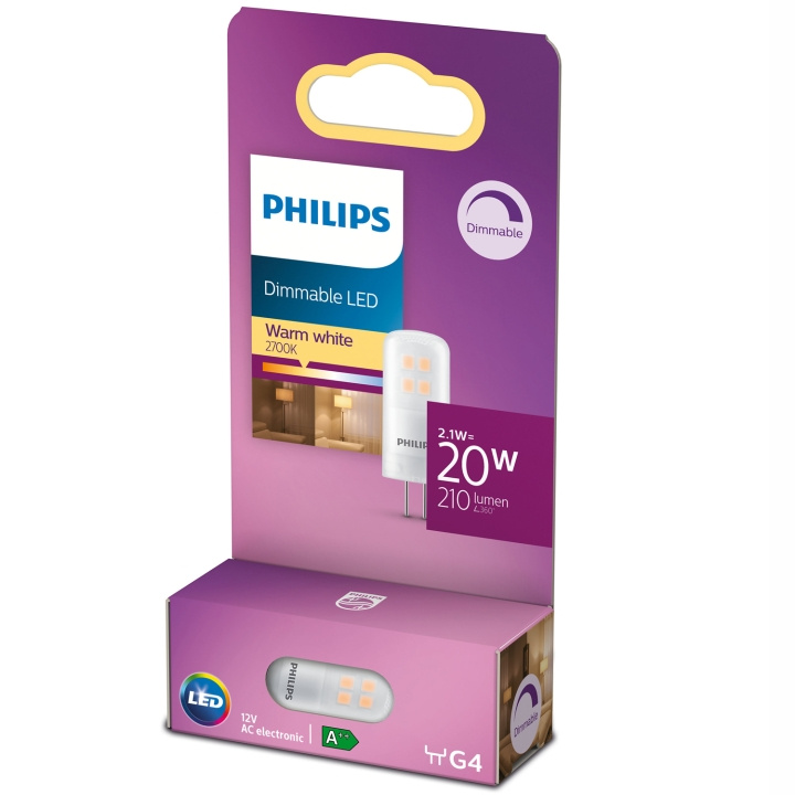 Philips LED G4 20W (2,1W) 12V 210lm Dimbar Varmvit i gruppen HEMELEKTRONIK / Belysning / LED-lampor hos TP E-commerce Nordic AB (C01331)