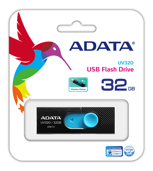 adata UV320 32GB black/blue USB 3.1 i gruppen HEMELEKTRONIK / Lagringsmedia / USB-minnen / USB 3.1 hos TP E-commerce Nordic AB (C02552)