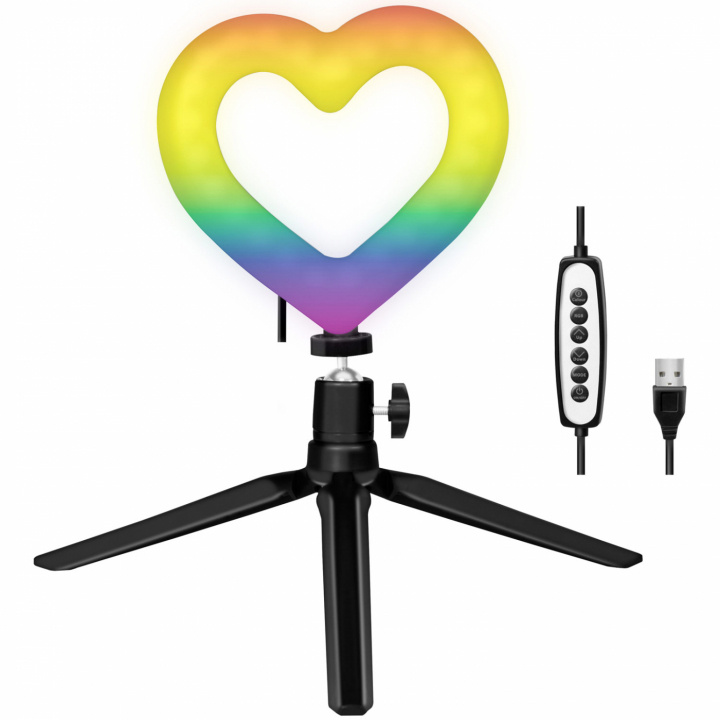 LogiLink Ring light Hjärtform RGB med bordsstativ i gruppen HEMELEKTRONIK / Foto & Video / Fotoutrustning / Ring light & Fotobelysning hos TP E-commerce Nordic AB (C02667)