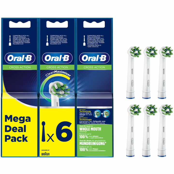 Oral B Borsthuvud Cross Action 2+2+2st i gruppen SKÖNHET & HÄLSA / Munvård / Borsthuvuden & Tillbehör hos TP E-commerce Nordic AB (C02694)