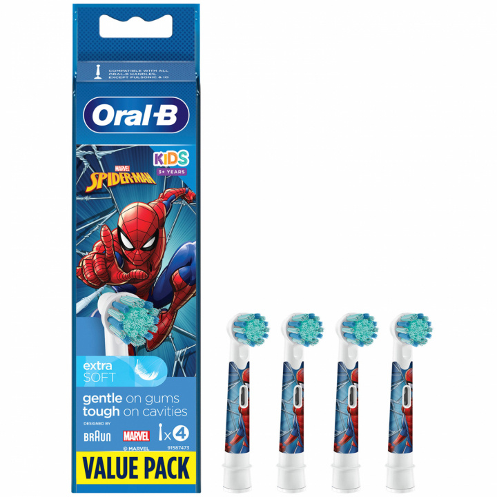 Oral B Borsthuvud Spiderman 4st i gruppen SKÖNHET & HÄLSA / Munvård / Borsthuvuden & Tillbehör hos TP E-commerce Nordic AB (C02698)