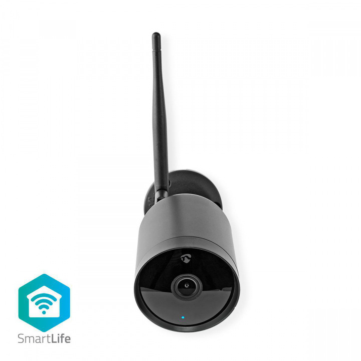 Nedis SmartLife Utomhus Kamera | Wi-Fi | Full HD 1080p | IP65 | microSD (ingår inte) / Molnlagring (tillval) | 12 V DC | Med rörelsesensor | Nattsikt | Svart i gruppen HEM, HUSHÅLL & TRÄDGÅRD / Larm & Säkerhet / Övervakningskameror / Digitalt (Nätverk) / Utomhuskameror hos TP E-commerce Nordic AB (C03292)