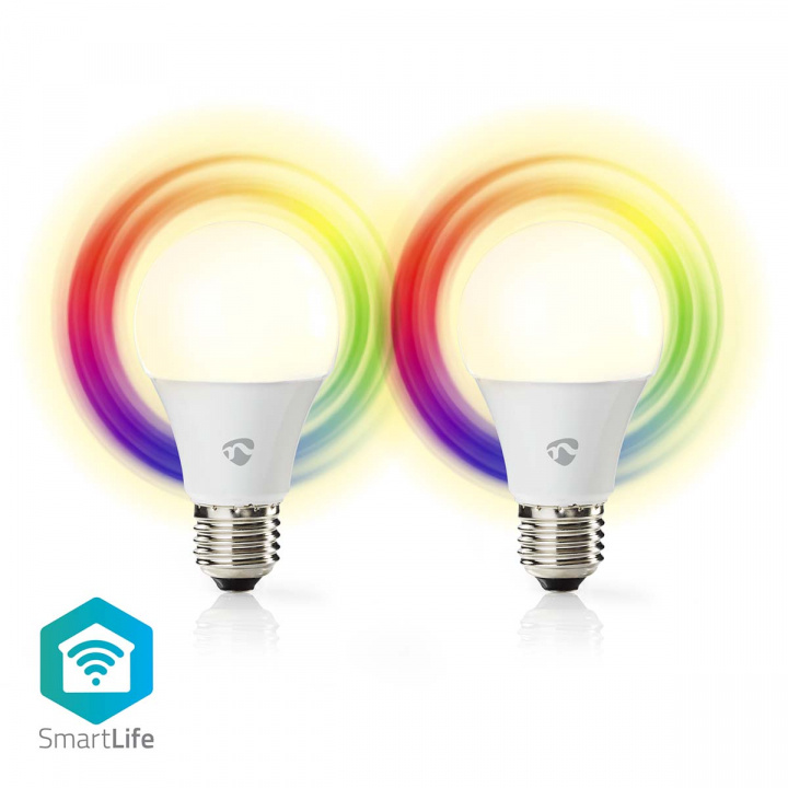 Nedis Smartlife Full färg glödlampa, 2-Pack | Wi-Fi | E27 | 806 lm | 9 W | RGB / Warm to Cool White | 2700 - 6500 K | Android™ / IOS | Glödlampa i gruppen HEM, HUSHÅLL & TRÄDGÅRD / Smarta hem / Smart belysning hos TP E-commerce Nordic AB (C03307)