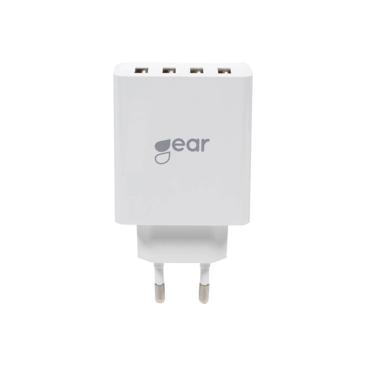 GEAR Laddare 220V 4xUSB-A 5A/25W Vit i gruppen SMARTPHONE & SURFPLATTOR / Laddare & Kablar / Väggladdare / Väggladdare USB hos TP E-commerce Nordic AB (C03736)