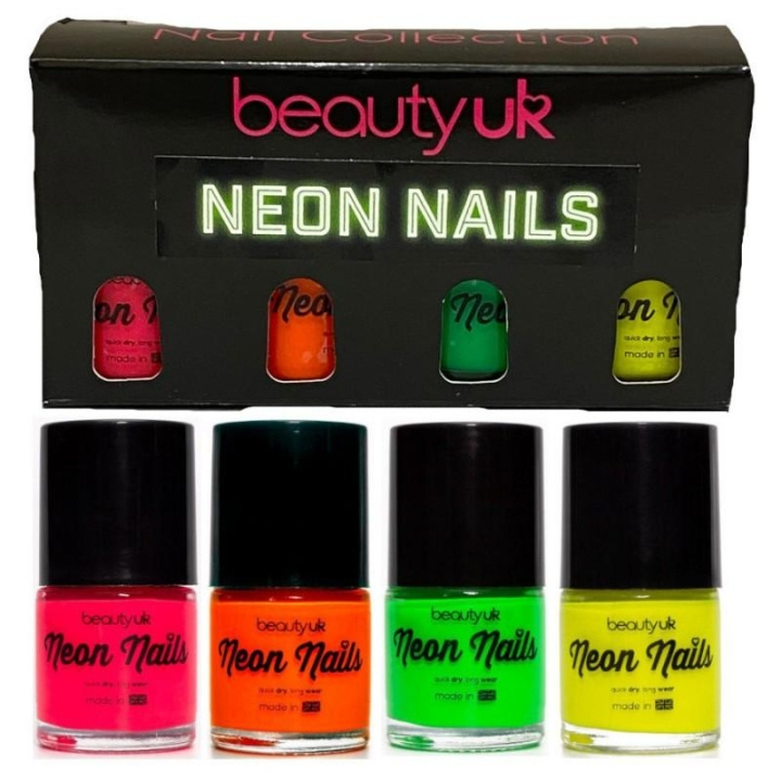 BeautyUK Beauty UK Neon Nail Polish Set 1 4x9ml i gruppen SKÖNHET & HÄLSA / Manikyr/Pedikyr / Nagellack hos TP E-commerce Nordic AB (C04139)
