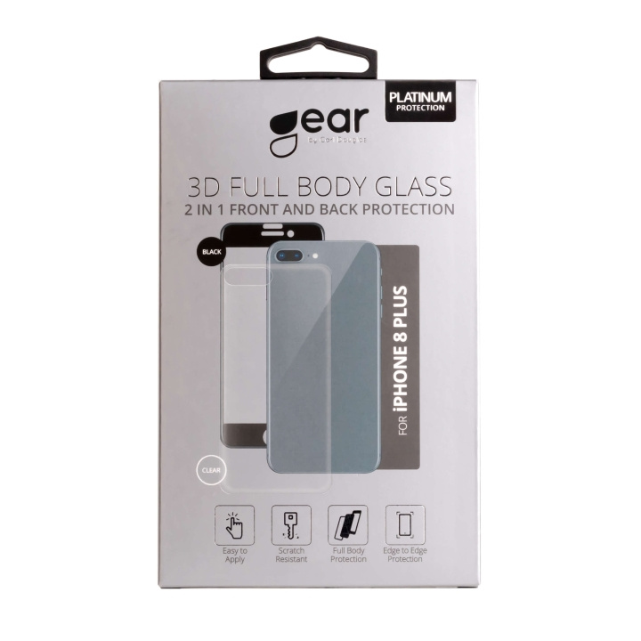 Gear Härdat Glas 3D 2in1 Front & Back iPhone8 Plus Edge to Edge Svart med Klar baksida i gruppen SMARTPHONE & SURFPLATTOR / Mobilskydd / Apple / iPhone 8 Plus / Skärmskydd hos TP E-commerce Nordic AB (C04220)
