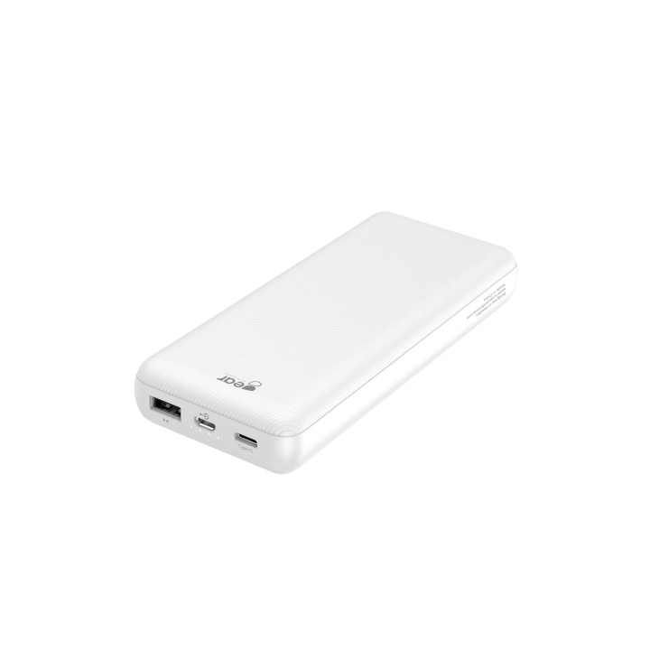 GEAR Powerbank 20 000mAh LiPolymer Ultracompact 2.1A 1xUSB-C 1xUSB-A 1xMicroUSB Vit i gruppen SMARTPHONE & SURFPLATTOR / Laddare & Kablar / Powerbanks hos TP E-commerce Nordic AB (C04450)