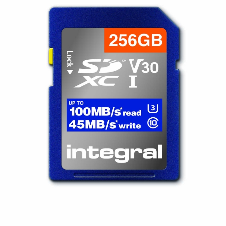 INTEGRAL High Speed SDHC/XC V30 UHS-I U3 256GB SD-minneskort i gruppen HEMELEKTRONIK / Lagringsmedia / Minneskort / SD/SDHC/SDXC hos TP E-commerce Nordic AB (C04788)