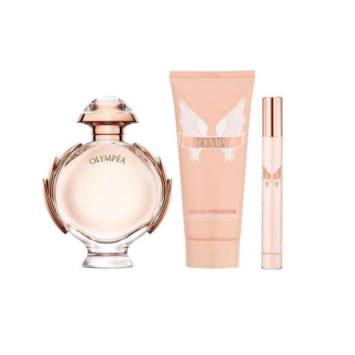 Giftset Paco Rabanne Olympea Edp 80ml + Edp 10ml + Bodylotion 100ml i gruppen SKÖNHET & HÄLSA / Doft & Parfym / Parfym / Parfym för henne hos TP E-commerce Nordic AB (C04931)