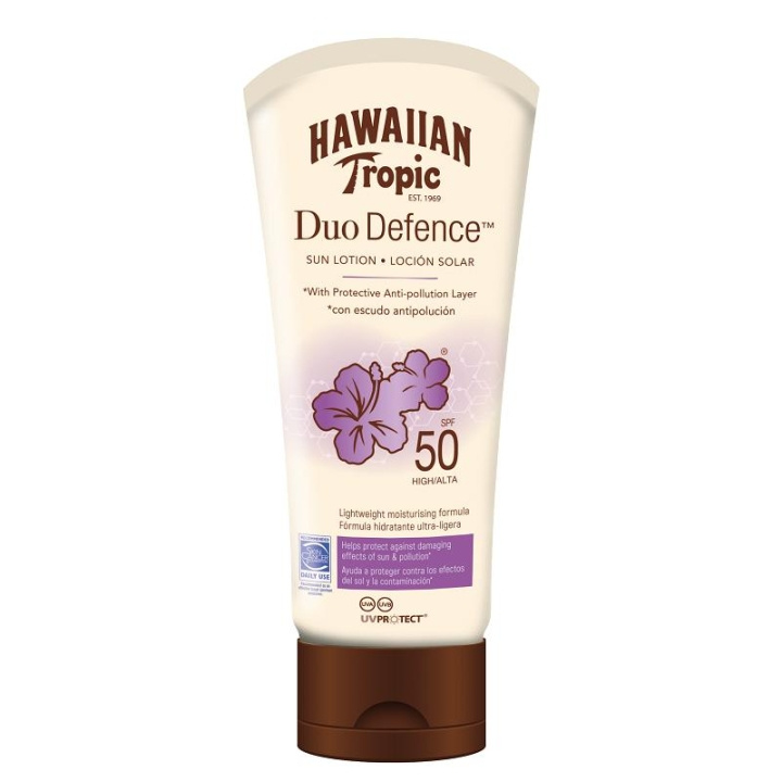 Hawaiian Tropic DuoDefence Lotion, Solkräm SPF50 180ml i gruppen SKÖNHET & HÄLSA / Hudvård / Solskydd & Tanning / Solskydd hos TP E-commerce Nordic AB (C05069)