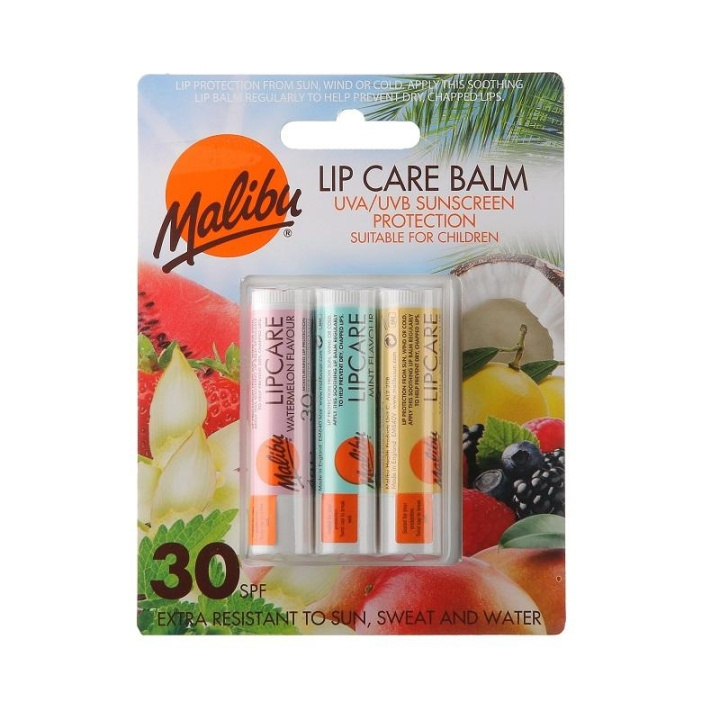 Malibu Lip Care Balm SPF30 3x5g i gruppen SKÖNHET & HÄLSA / Hudvård / Solskydd & Tanning / Solskydd hos TP E-commerce Nordic AB (C05131)