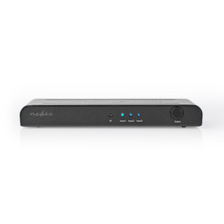 Nedis HDMI ™ Switch | 3-Port port(s) | 3x HDMI™ Ingång | 1x HDMI™ utgång | 4K@60Hz | 18 Gbps | Fjärrstyrd | Metall | Antracit