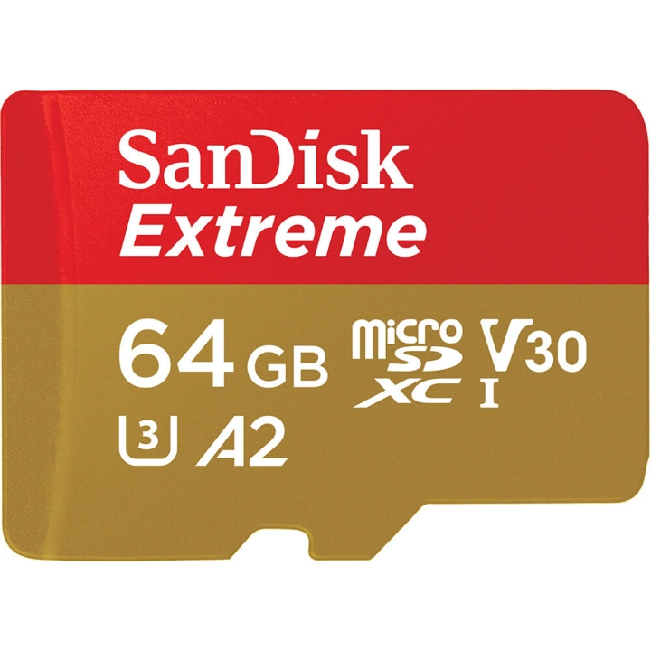 SanDisk MicroSDXC Extreme 64GB 170MB/s A2 C10 V30 UHS-I U3 i gruppen HEMELEKTRONIK / Lagringsmedia / Minneskort / Micro SD/HC/XC hos TP E-commerce Nordic AB (C06648)