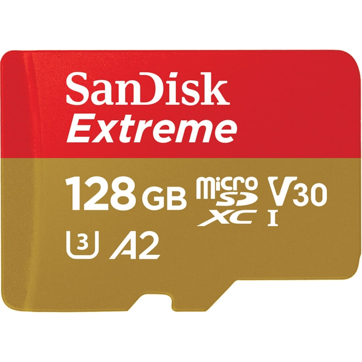 SanDisk MicroSDXC Extreme 128GB 190MB/s A2 C10 V30 UHS-I U3 i gruppen HEMELEKTRONIK / Lagringsmedia / Minneskort / Micro SD/HC/XC hos TP E-commerce Nordic AB (C06649)