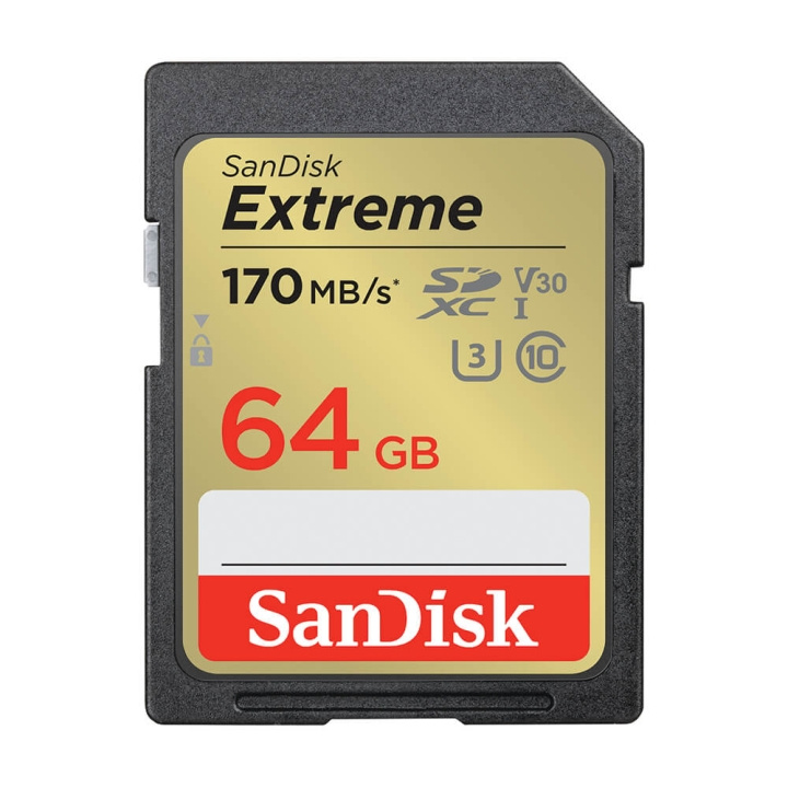 SanDisk SDXC Extreme 64GB 170MB/s UHS-I C10 V30 U3 i gruppen HEMELEKTRONIK / Lagringsmedia / Minneskort / SD/SDHC/SDXC hos TP E-commerce Nordic AB (C06650)