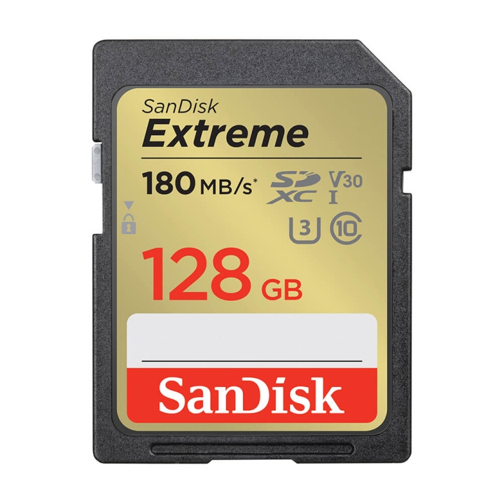 SanDisk SDXC Extreme 128GB 180MB/s UHS-I C10 V30 U3 i gruppen HEMELEKTRONIK / Lagringsmedia / Minneskort / SD/SDHC/SDXC hos TP E-commerce Nordic AB (C06651)