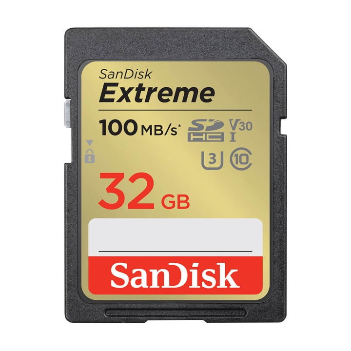 SanDisk SDHC Extreme 32GB 100MB/s UHS-I C10 V30 U3 i gruppen HEMELEKTRONIK / Lagringsmedia / Minneskort / SD/SDHC/SDXC hos TP E-commerce Nordic AB (C06669)