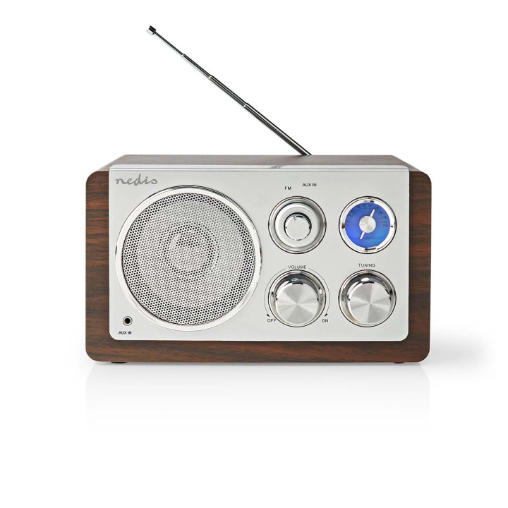Nedis FM-radio | Bordsdesign | FM | Strömadapter | Analog | 15 W | IP20 | Brun i gruppen HEMELEKTRONIK / Ljud & Bild / Hemmabio, HiFi & Bärbart / Radio & Väckarklockor / Radio hos TP E-commerce Nordic AB (C06763)