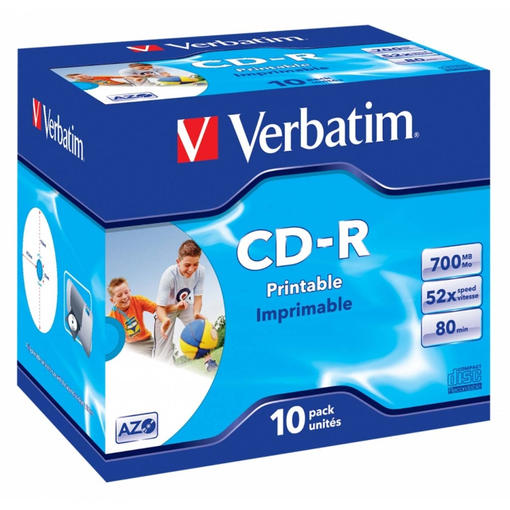 Verbatim CD-R (AZO) Wide Inkjet Printable 700Mb, 52x, 10-Pack i gruppen HEMELEKTRONIK / Lagringsmedia / CD/DVD/BD-skivor / CD-R hos TP E-commerce Nordic AB (C06765)