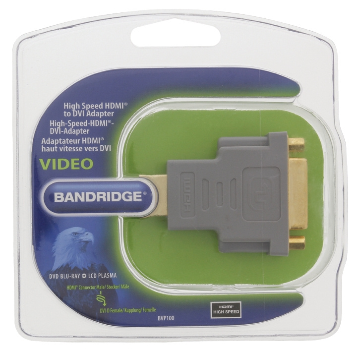 Bandridge High Speed HDMI-Adapter HDMI Kontakt - DVI-D 24+1p hona Grå i gruppen HEMELEKTRONIK / Kablar & Adaptrar / HDMI / Adaptrar hos TP E-commerce Nordic AB (C06850)