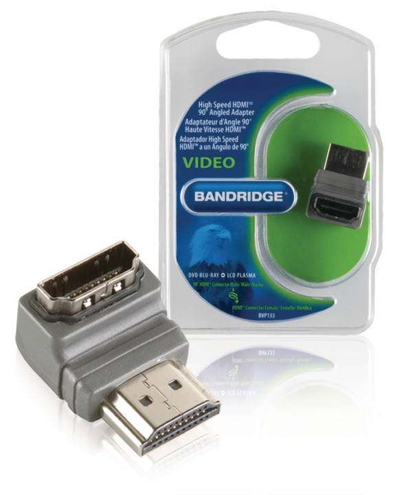Bandridge High Speed HDMI med Ethernet Adapter Vinklat 90° HDMI Kontakt - HDMI Hona Grå i gruppen HEMELEKTRONIK / Kablar & Adaptrar / HDMI / Adaptrar hos TP E-commerce Nordic AB (C06852)