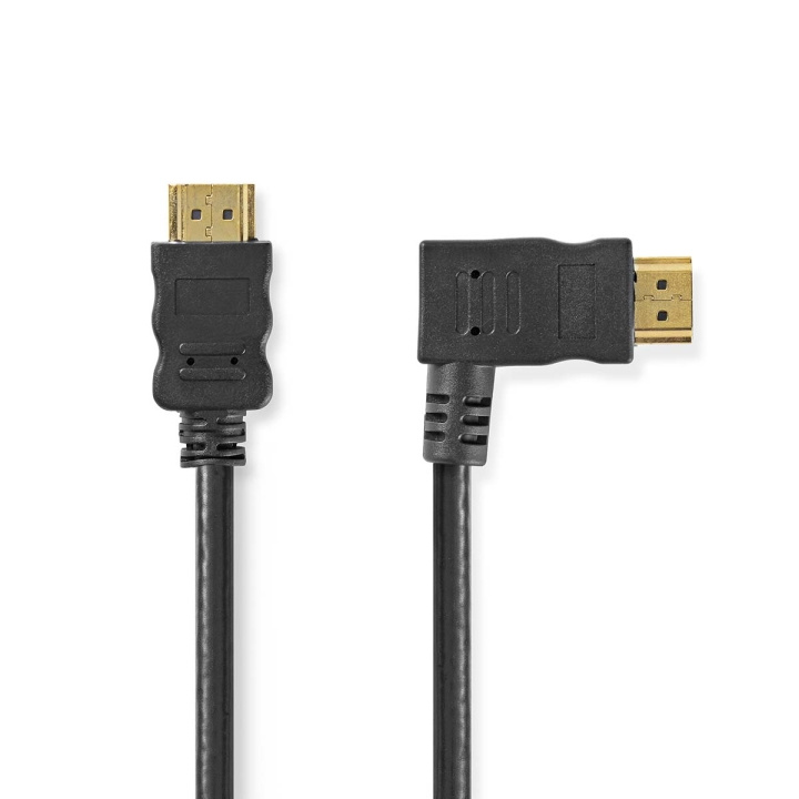 Nedis High Speed ​​HDMI ™ kabel med Ethernet | Höger Hooked HDMI ™ Connector | HDMI™ Kontakt | 4K@30Hz | 10.2 Gbps | 1.50 m | Rund | PVC | Svart | Kuvert i gruppen HEMELEKTRONIK / Kablar & Adaptrar / HDMI / Kablar hos TP E-commerce Nordic AB (C06990)