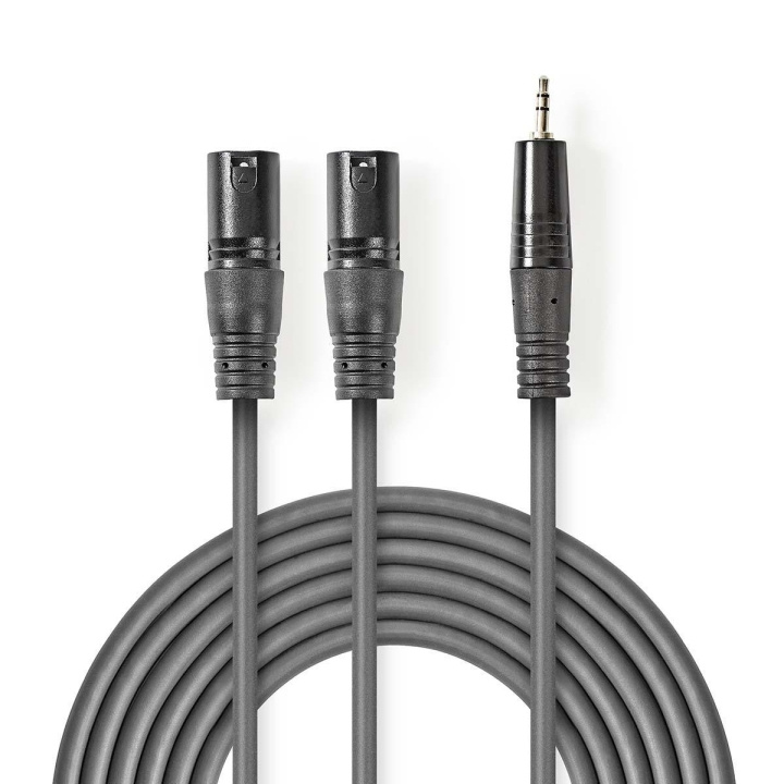 Nedis Balanserad ljudkabel | 2x XLR 3-Pin Hane | 3.5 mm Hane | Nickelplaterad | 1.50 m | Rund | PVC | Mörkgrå | Kartonghylsa i gruppen HEMELEKTRONIK / Kablar & Adaptrar / Ljud Analog / Adaptrar hos TP E-commerce Nordic AB (C07570)