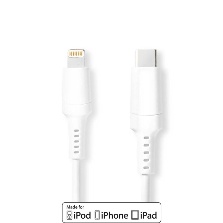 Nedis Lightning Kabel | USB 2.0 | Apple Lightning, 8-stifts | USB-C™ Hane | 480 Mbps | Nickelplaterad | 2.00 m | Rund | PVC | Vit | Låda i gruppen SMARTPHONE & SURFPLATTOR / Laddare & Kablar / Kablar / Kablar Lightning hos TP E-commerce Nordic AB (C07748)