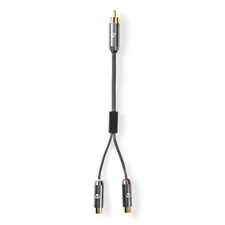 Nedis subwoofer Kabel | RCA Hane | 2x RCA Hona | Guldplaterad | 0.20 m | Rund | 4.5 mm | Grått Med Metall | Kartong med täckt fönster i gruppen HEMELEKTRONIK / Ljud & Bild / Högtalare & Tillbehör / Tillbehör hos TP E-commerce Nordic AB (C07792)