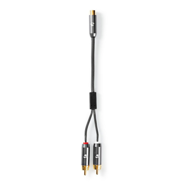 subwoofer Kabel | 2x RCA Hane | RCA Hona | Guldplaterad | 0.20 m | Rund | 4.5 mm | Antracit / Grått Med Metall | Kartong med täckt fönster i gruppen HEMELEKTRONIK / Kablar & Adaptrar / Högtalarkablar hos TP E-commerce Nordic AB (C07793)