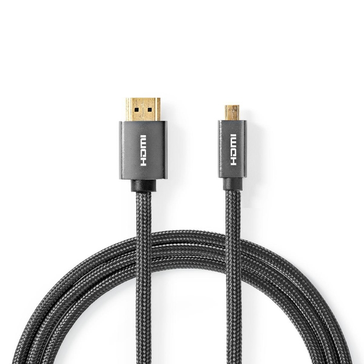 Nedis High Speed ​​HDMI ™ kabel med Ethernet | HDMI™ Kontakt | HDMI™ Micro kontakt | 4K@60Hz | 18 Gbps | 2.00 m | Rund | Bomull | Antracit / Grått Med Metall | Kartong med täckt fönster i gruppen HEMELEKTRONIK / Kablar & Adaptrar / HDMI / Kablar hos TP E-commerce Nordic AB (C07811)