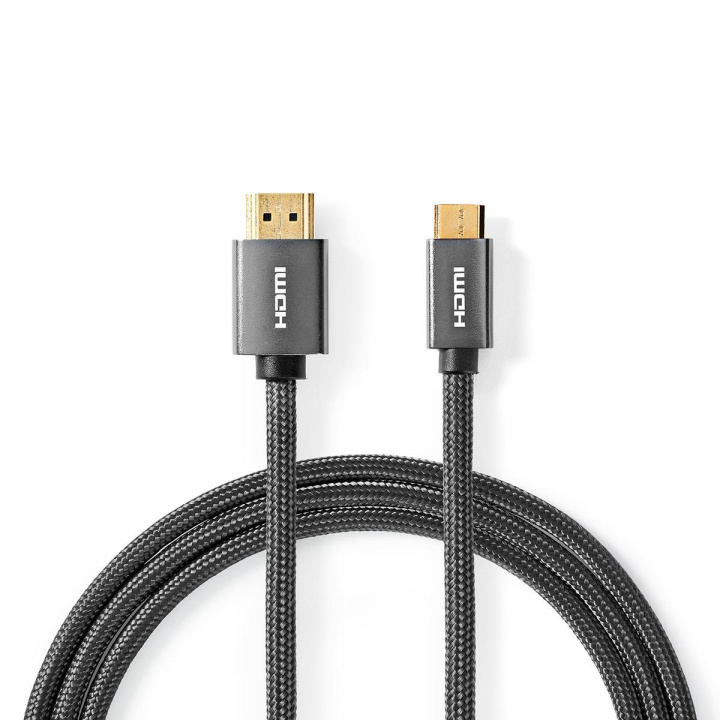 Nedis High Speed ​​HDMI ™ kabel med Ethernet | HDMI™ Kontakt | HDMI™ Mini kontakt | 4K@60Hz | 18 Gbps | 2.00 m | Rund | Bomull | Antracit / Grått Med Metall | Kartong med täckt fönster i gruppen HEMELEKTRONIK / Kablar & Adaptrar / HDMI / Kablar hos TP E-commerce Nordic AB (C07815)