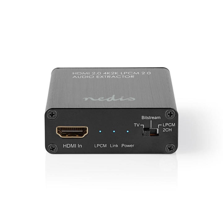 Nedis HDMI ™ Extractor | HDMI™ ingång | HDMI™ utgång / TosLink Hona / 1x 3.5 mm | Maximal upplösning: 4K@60Hz | 18 Gbps | Metall | Antracit | Presentbox