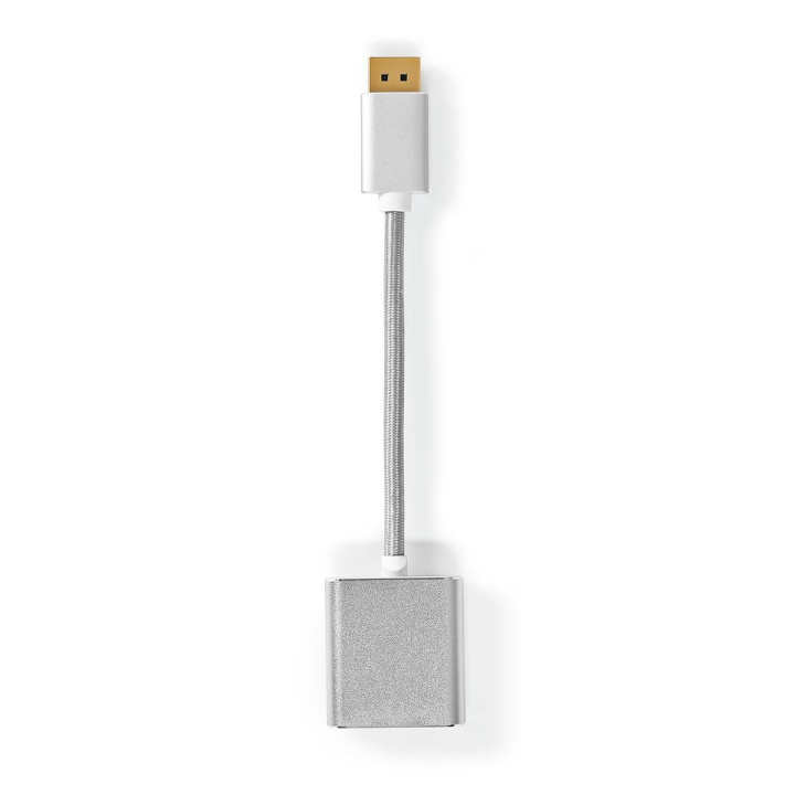 Nedis Displayport-kabel | DisplayPort Hane | DVI-D 24+1-Pin Hona | 1080p | Guldplaterad | 0.20 m | Rund | Flätad | Silver | Kartong med täckt fönster i gruppen DATORER & KRINGUTRUSTNING / Datorkablar / DisplayPort / Kablar hos TP E-commerce Nordic AB (C07965)