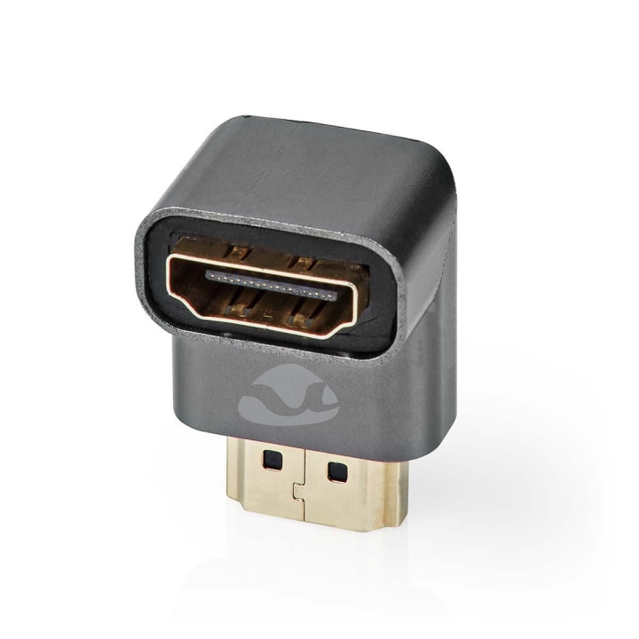 Nedis HDMI™ Adapter | HDMI™ Hane / HDMI™ Kontakt | HDMI™ Utgång | Guldplaterad | Vinklat 90° | Aluminium | Grått Med Metall | 1 st. | Kartong med täckt fönster i gruppen HEMELEKTRONIK / Kablar & Adaptrar / HDMI / Adaptrar hos TP E-commerce Nordic AB (C07984)