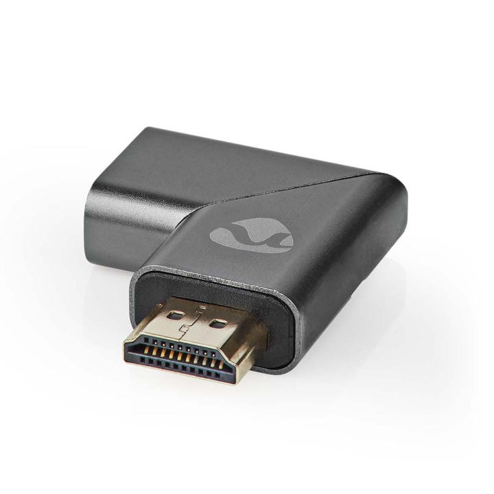 Nedis HDMI™ Adapter | HDMI™ Hane / HDMI™ Kontakt | HDMI™ Utgång | Guldplaterad | Vinklat vänster | Aluminium | Grått Med Metall | 1 st. | Kartong med täckt fönster i gruppen HEMELEKTRONIK / Kablar & Adaptrar / HDMI / Adaptrar hos TP E-commerce Nordic AB (C07985)