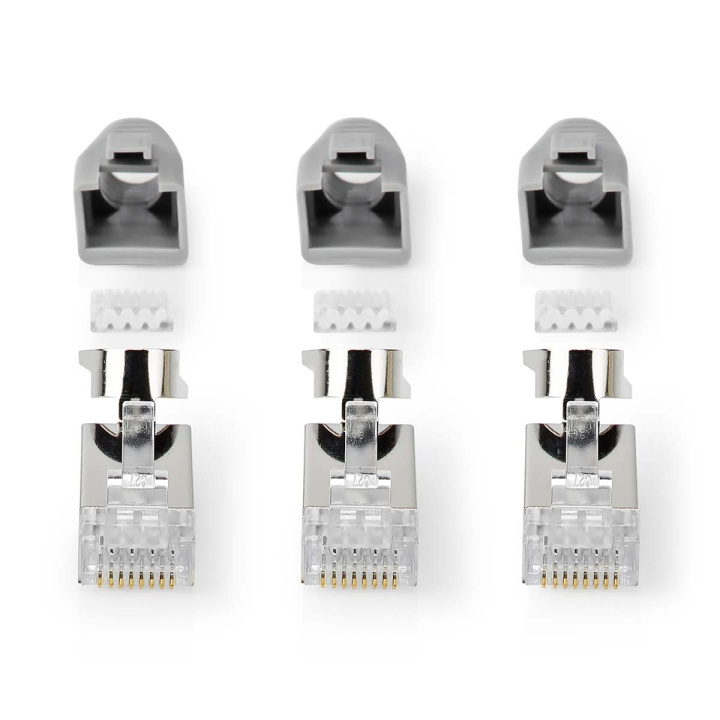 Nedis RJ45-kontakt | RJ45 Pass Through | Solid/strängad FTP CAT7 | Rak | Guldplaterad | 10 st. | PVC | Grå / Svart / Vit | Låda i gruppen DATORER & KRINGUTRUSTNING / Datorkablar / Nätverkskablar / Adaptrar & Skarvdon hos TP E-commerce Nordic AB (C08040)