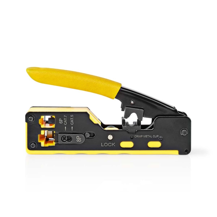 Nedis Crimp pliers | CAT5 / CAT5e / CAT6 / CAT6a / CAT7 / RJ12 / RJ45 | Skärande / Stripp / Tång | Gummi / Stål | Gul / Svart i gruppen DATORER & KRINGUTRUSTNING / Datorkomponenter / Verktyg & Montering hos TP E-commerce Nordic AB (C08043)