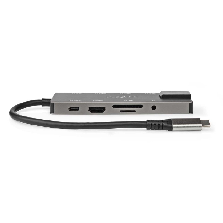 Nedis USB Multi-Port Adapter | USB 3.2 Gen 1 | USB-C™ Hane | HDMI™ Utgång / RJ45 Hona / SD / 2x USB-C™ / 3.5 mm Hona / 3x USB-A Hona | 5 Gbps | 0.20 m | Rund | Guldplaterad | PVC | Antracit | Låda i gruppen DATORER & KRINGUTRUSTNING / Bärbara datorer & tillbehör / Dockningsstation hos TP E-commerce Nordic AB (C08082)