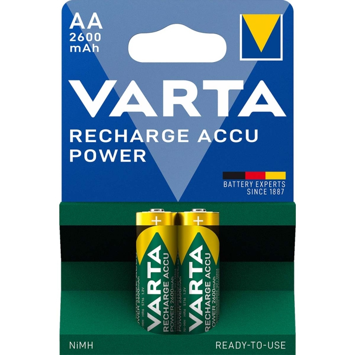Varta Laddningsbara Ni-MH-batterier, AA | 1.2 V DC | 2600 mAh | 2-pack i gruppen HEMELEKTRONIK / Batterier & Laddare / Laddningsbara batterier / AA hos TP E-commerce Nordic AB (C08278)