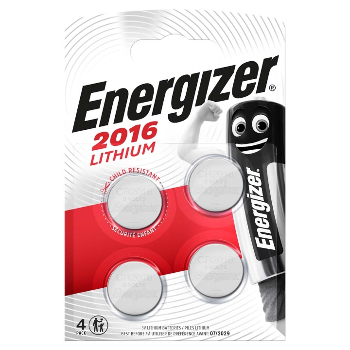Energizer Lithium knappcellsbatteri CR2016 | 3.2 V DC | 90 mAh | 4-Blister | Silver i gruppen HEMELEKTRONIK / Batterier & Laddare / Batterier / Knappcell hos TP E-commerce Nordic AB (C08286)