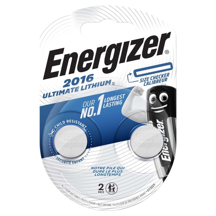 Energizer Lithium knappcellsbatteri CR2016 | 2.6 V DC | 163 mAh | 2-Blister | Silver i gruppen HEMELEKTRONIK / Batterier & Laddare / Batterier / Knappcell hos TP E-commerce Nordic AB (C08287)