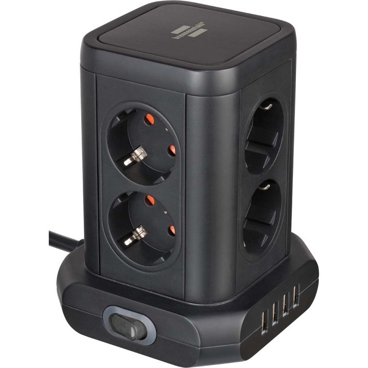 Brennenstuhl 8-suuntainen pistorasia 45° järjestelyssä (4x USB, 2 kaapelia, kaksinapainen kytkin) TYPE F i gruppen HEM, HUSHÅLL & TRÄDGÅRD / El & Belysning / Grenuttag hos TP E-commerce Nordic AB (C08300)