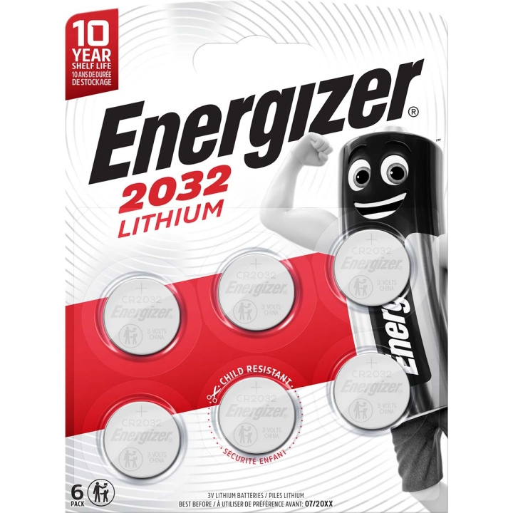 Energizer Lithium knappcellsbatteri CR2032 | 3 V DC | 235 mAh | 6-Blister | Silver i gruppen HEMELEKTRONIK / Batterier & Laddare / Batterier / Knappcell hos TP E-commerce Nordic AB (C08302)