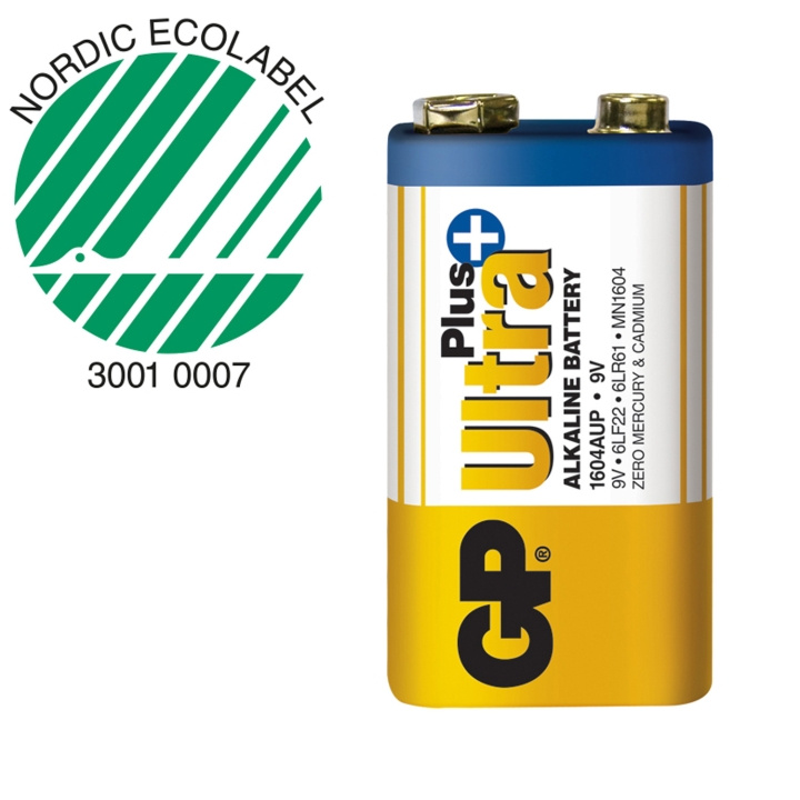 GP Ultra Plus Alkaline 9V 1-pack i gruppen HEMELEKTRONIK / Batterier & Laddare / Batterier / 9V hos TP E-commerce Nordic AB (C08556)