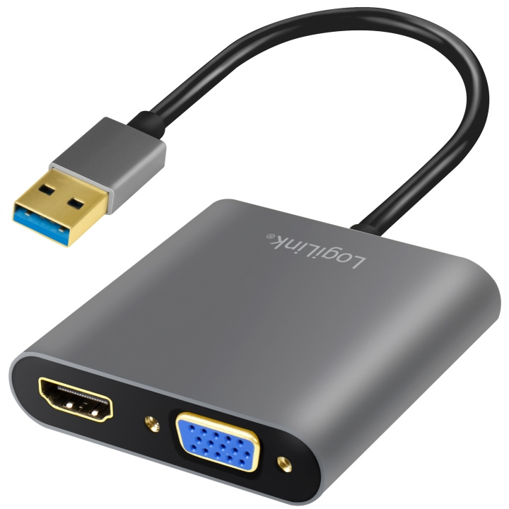 LogiLink USB-A 3.0 -> HDMI-Hona + VGA-Hona Adapter i gruppen HEMELEKTRONIK / Kablar & Adaptrar / HDMI / Adaptrar hos TP E-commerce Nordic AB (C08660)