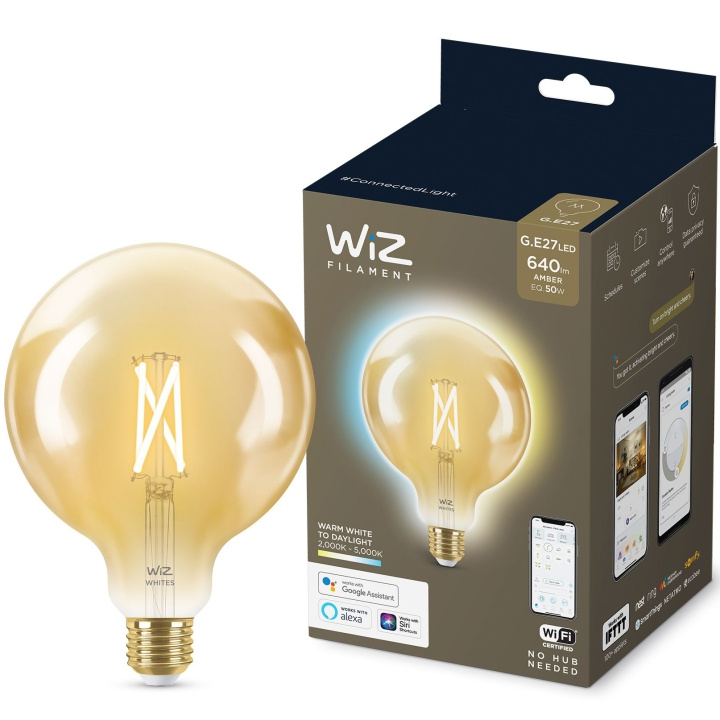 WiZ WiFi Smart LED E27 Glob 120 50W Filament Ambe i gruppen HEM, HUSHÅLL & TRÄDGÅRD / Smarta hem / Smart belysning hos TP E-commerce Nordic AB (C08730)