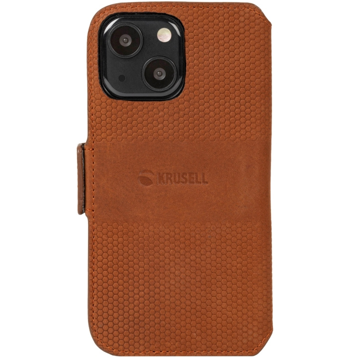 Krusell Leather Phone Wallet iPhone 13 Mini Cognac i gruppen SMARTPHONE & SURFPLATTOR / Mobilskydd / Apple / iPhone 13 Mini / Fodral hos TP E-commerce Nordic AB (C08753)